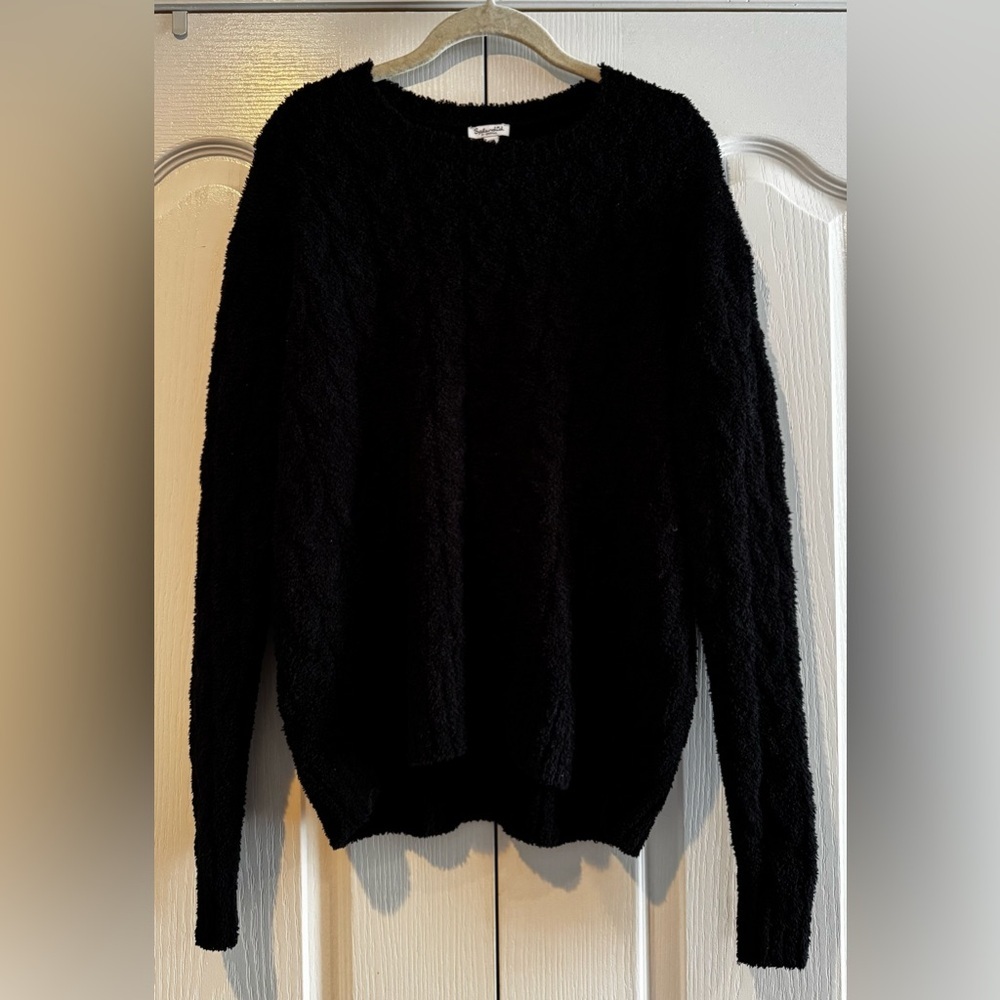 Splendid Black Chenille Crew Neck Oversized Sweater - Size XS